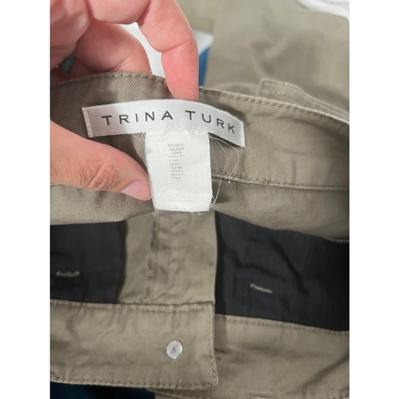 Trina Turk Straight Leg Pants Olive Size 6 - Picture 3 of 6